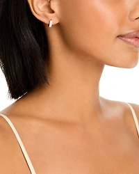 14K Yellow Gold Lab Grown Diamond Baguette Huggie Hoop Earrings
