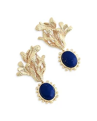 Lapis Oval Bead Drop Earrings