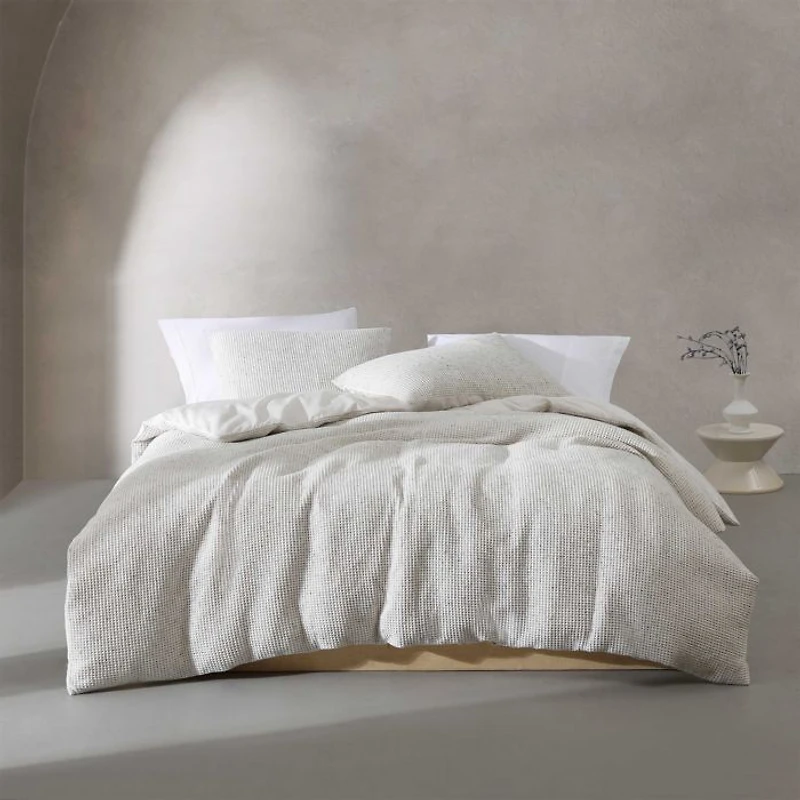 Speckled Waffle Cotton 3 Piece Bedding Set