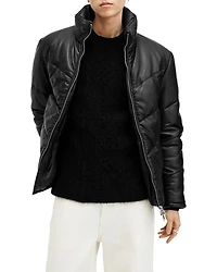 Raya Leather Quilted Full Zip Puffer Jacket