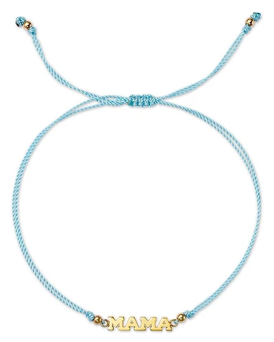 14K Yellow Gold Midi Bitty Symbols MAMA Turquoise Cord Bolo Bracelet