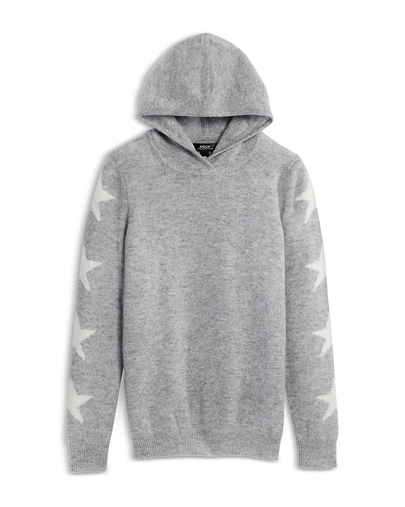 Aqua Girls' Cashmere Star Sleeve Hooded Sweater, Big Kid - Exclusive