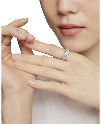 Sterling Silver Faceted Diamond Pavé Ring