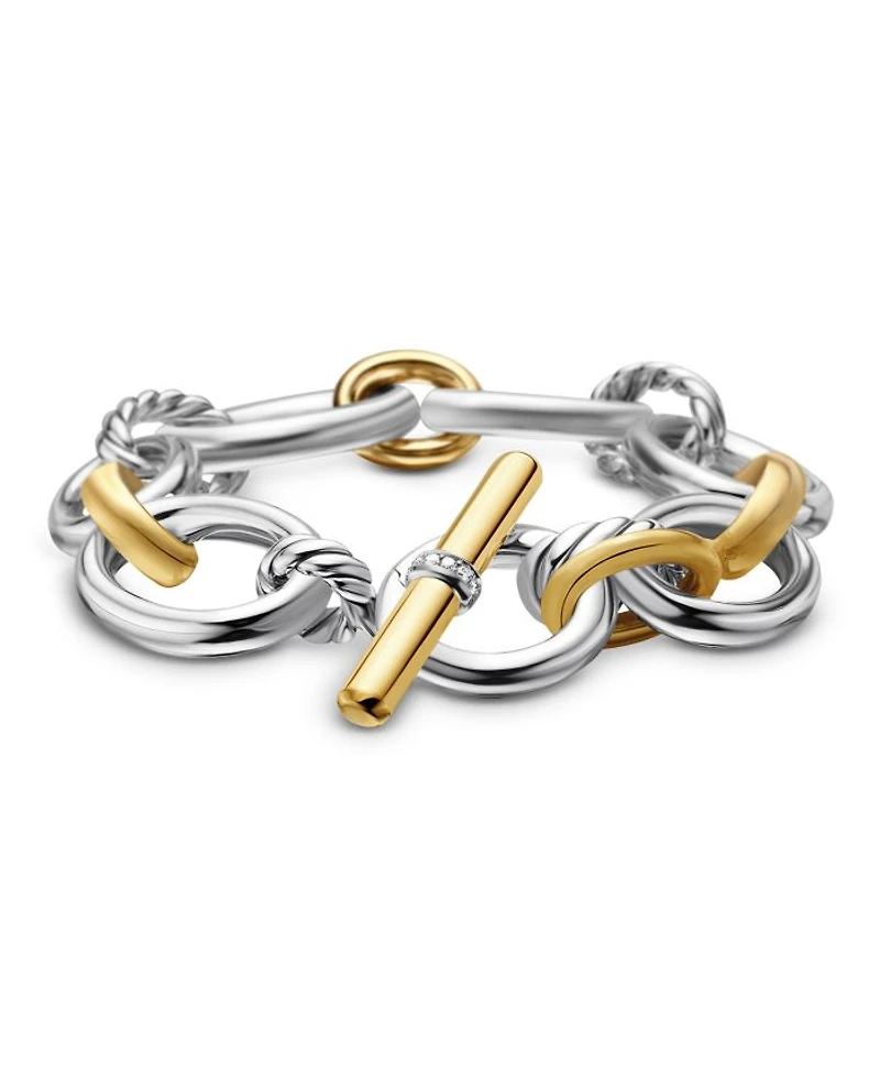 18K Yellow Gold & Sterling Silver DY Mercer Diamond Link Bracelet