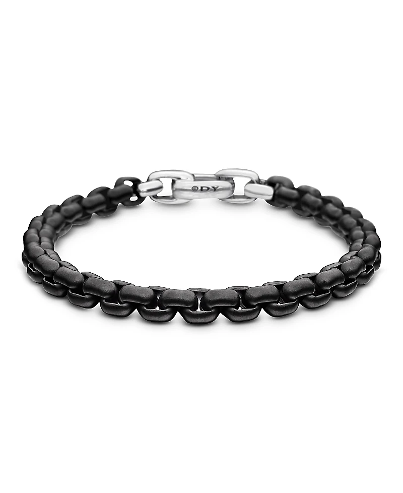 David Yurman Men's Black Pvd Stainless Steel & Sterling Silver Box Chain Bracelet