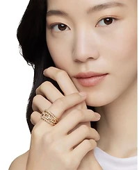 18K Yellow Gold Stax Three-Row Ring with Diamonds