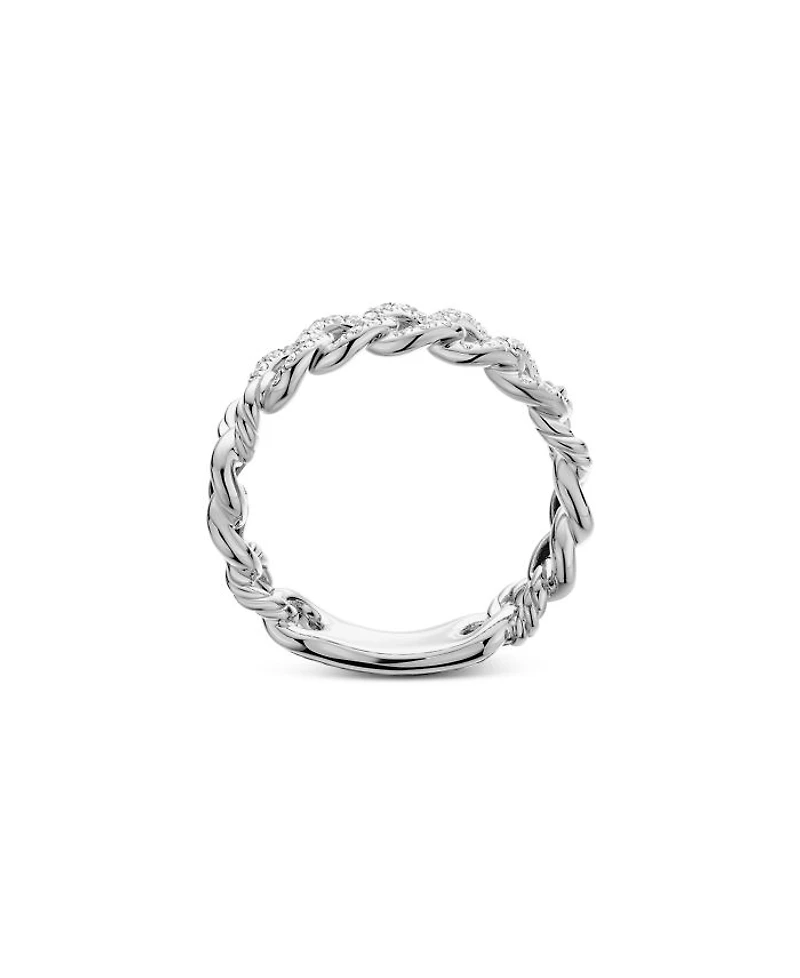Belmont Curb Link Narrow Ring with Pavé Diamonds