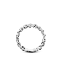 Belmont Curb Link Narrow Ring with Pavé Diamonds