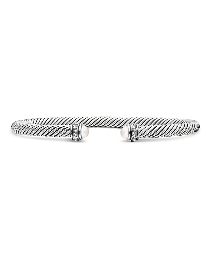 David Yurman Cable Classic Bracelet with Cultured Freshwater Pearls and Diamonds