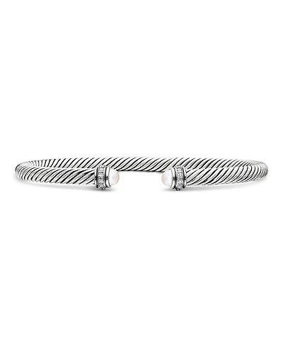 David Yurman Cable Classic Bracelet with Cultured Freshwater Pearls and Diamonds
