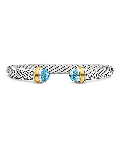 David Yurman Cable Classics Bracelet with Blue Topaz and 14K Yellow Gold