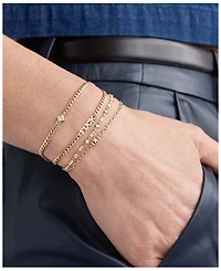 14K Yellow Gold Baguette Diamonds Diamond Baguette Oval Link Bracelet, 0.06 tcw