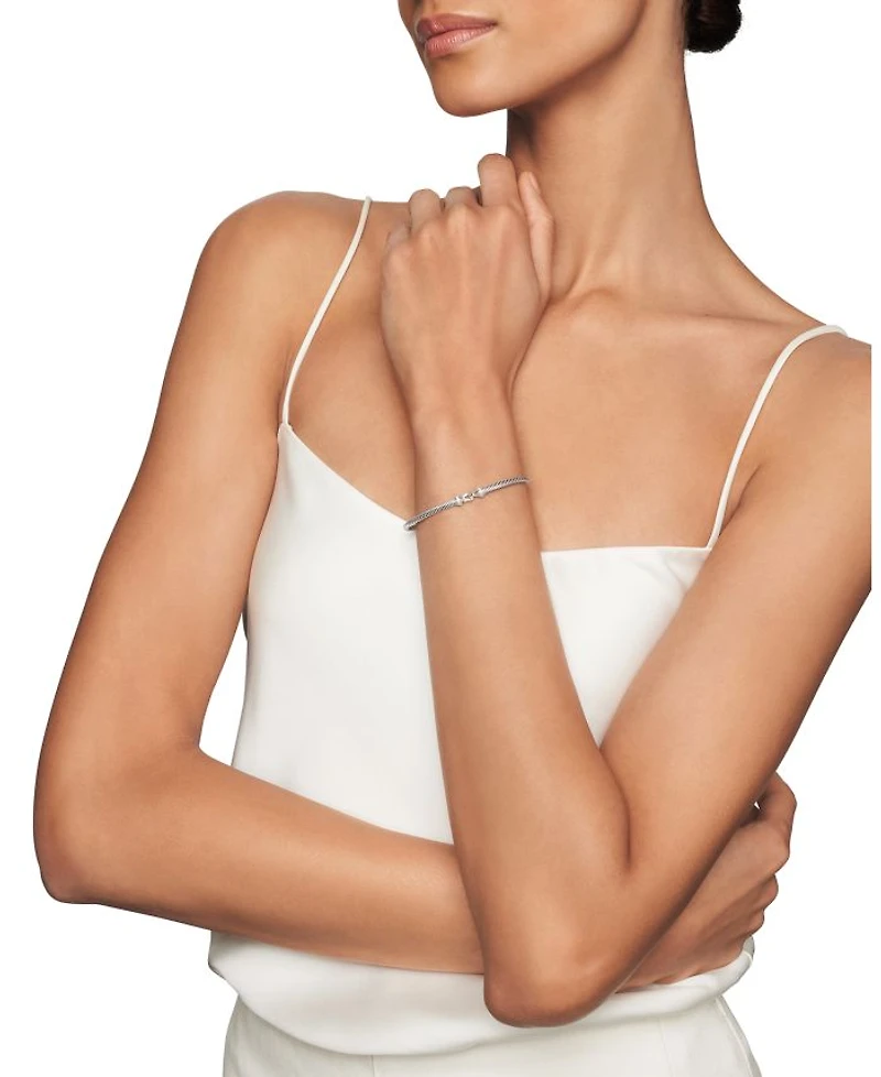 Cable Buckle Bracelet with Diamonds, 3mm