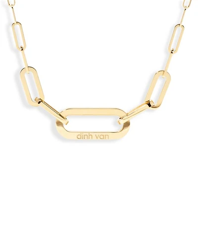 18K Yellow Gold Maillon Polished Logo Link Statement Necklace, 17.72"
