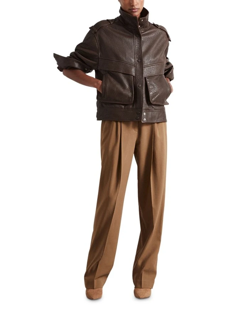 Cleo Shoulder Detail Leather Jacket