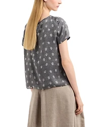 Silk Chiffon Short Sleeve Top