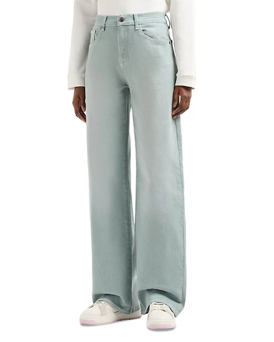 High Rise Straight Leg Jeans Light Green