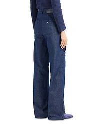 High Rise Cargo Jeans Dark Denim