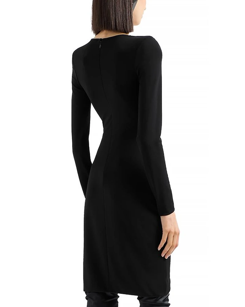 Opaque Crepe Wrap Effect Dress