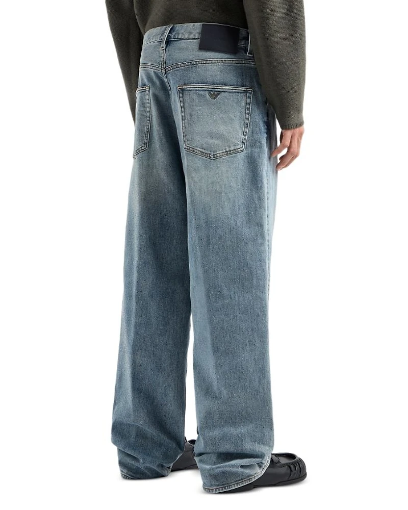 Relaxed Fit Stonewashed Jeans Blue