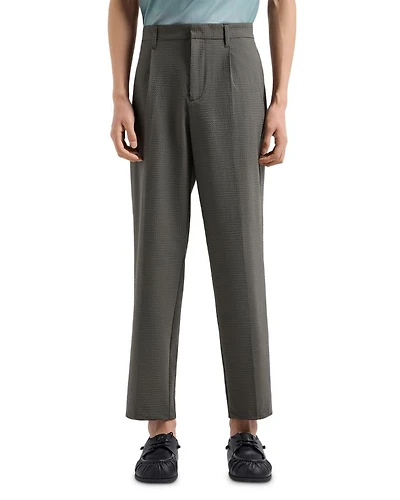 Technical Nylon Blend Seersucker Regular Fit Pleated Pants