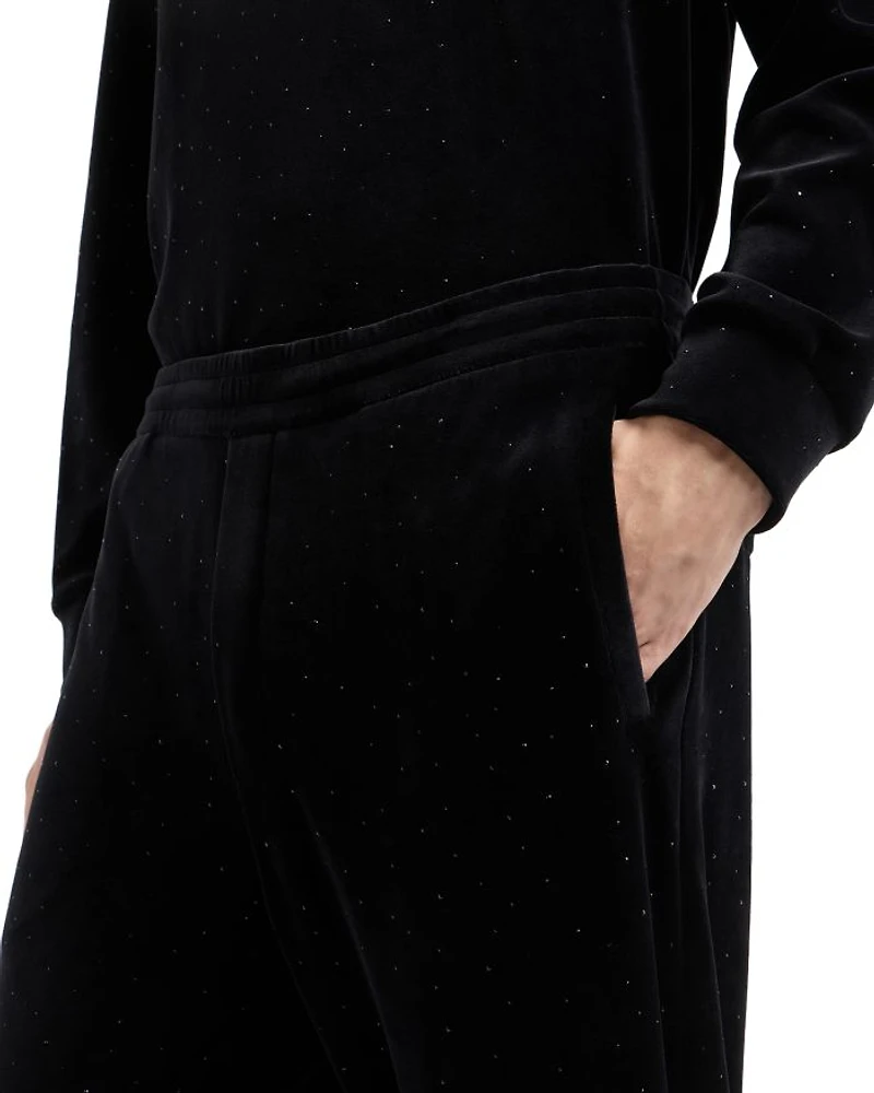 Clubwear Cotton & Nylon Chenille Rhinestone Embellished Regular Fit Joggers