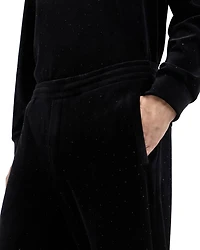 Clubwear Cotton & Nylon Chenille Rhinestone Embellished Regular Fit Joggers