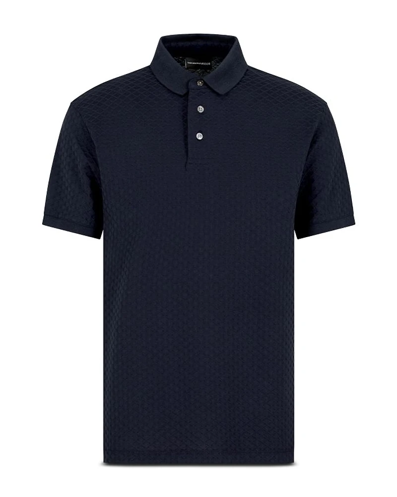 Cotton Jersey Diamond Jacquard Regular Fit Polo Shirt