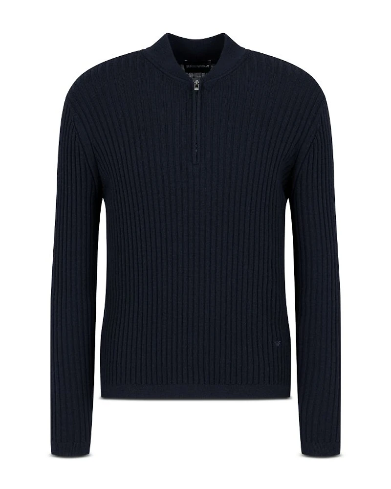 Rib Knit Quarter Zip Sweater