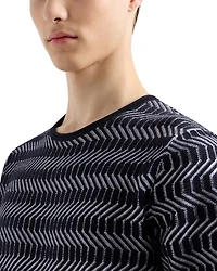 Allover Geometric Jacquard Motif Wool T Shirt