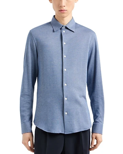 Houndstooth Jersey Button Down Shirt