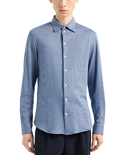 Emporio Armani Houndstooth Jersey Button Down Shirt