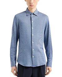 Emporio Armani Houndstooth Jersey Button Down Shirt