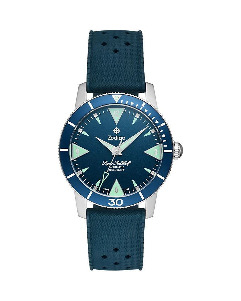 Zodiac Skin Diver Automatic Rubber Strap Watch, 39mm