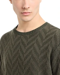 Allover Bicolor Chevron Jacquard Wool Sweater
