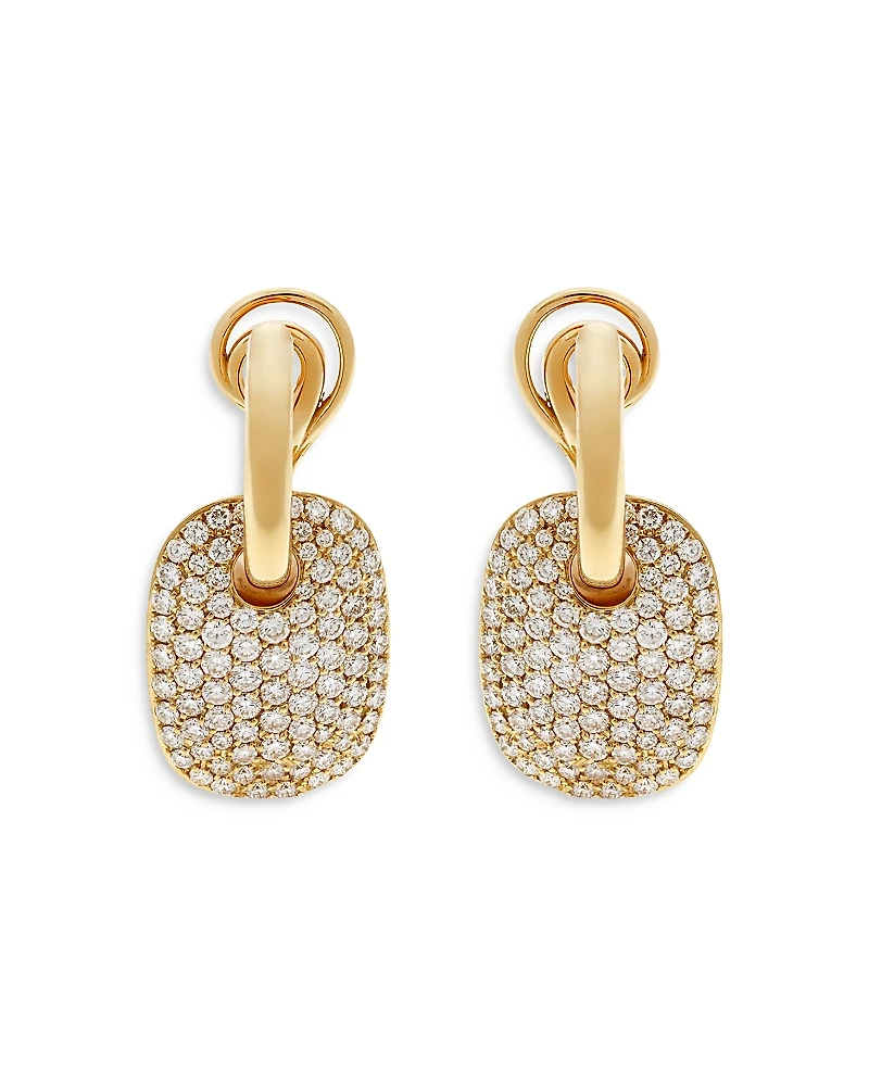 Crivelli 18K Yellow Gold Pave Diamond Rectangular Drop Earrings - Exclusive