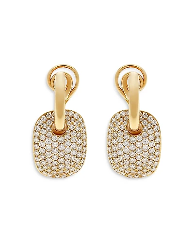 Crivelli 18K Yellow Gold Pave Diamond Rectangular Drop Earrings - Exclusive