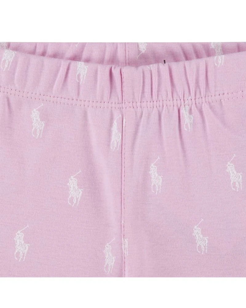 Girls' Polo Ralph Lauren Cotton Ribbed Pony Long Sleeve Tee & Pants Set - Little Kid