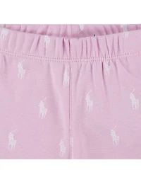 Girls' Polo Ralph Lauren Cotton Ribbed Pony Long Sleeve Tee & Pants Set - Little Kid