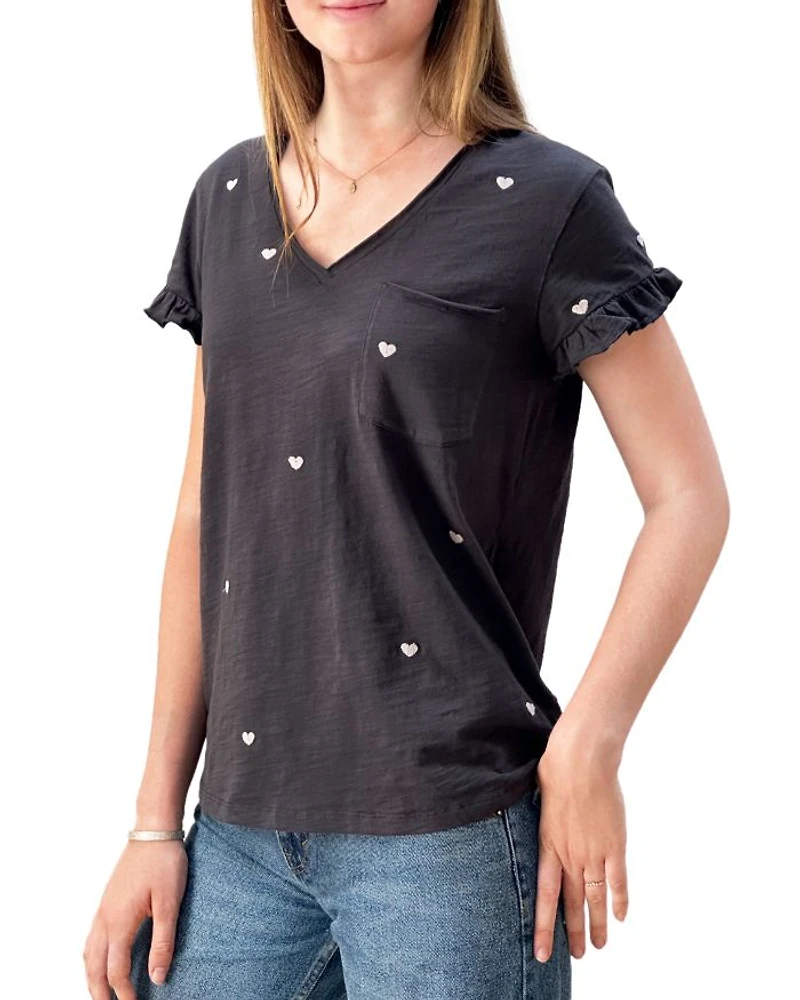 Heart Embroidered Tee