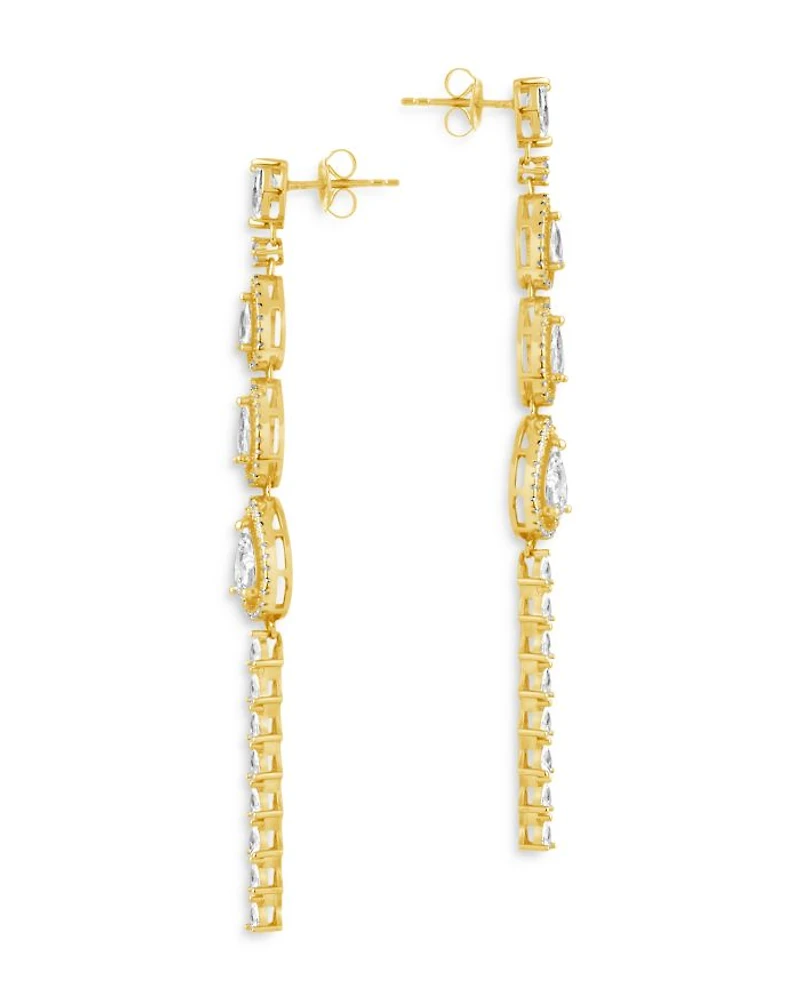 Angela Cubic Zirconia Linear Drop Earrings in 14K Gold Plated