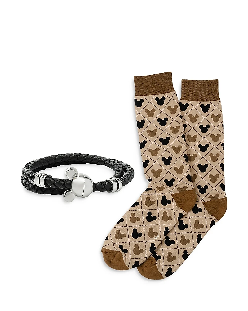 Cufflinks Inc Mickey Silhouette Socks & Bracelet Gift Set