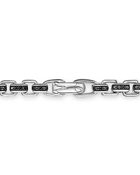 Box Chain Necklace in Sterling Silver with Pavé Black Diamonds 7.3mm