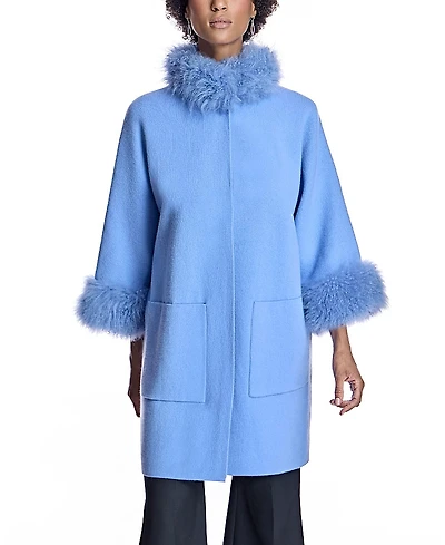 Maximilian Cashmere Kimono with Cashmere Goat Trim