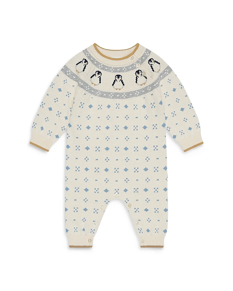 Mori Unisex Penguin Fair Isle Knitted Jumpsuit - Baby