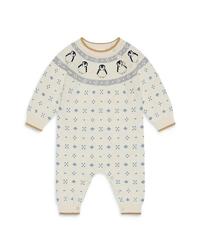 Mori Unisex Penguin Fair Isle Knitted Jumpsuit - Baby