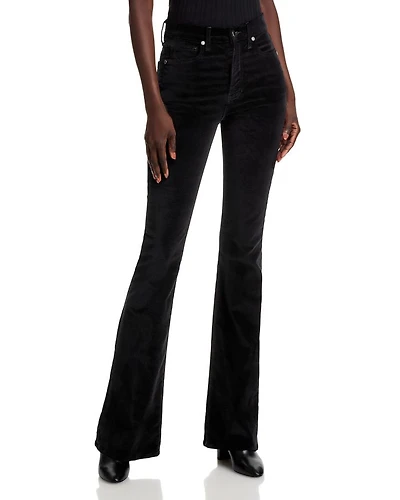 Beverly High Rise Velveteen Skinny Flare Jeans Black