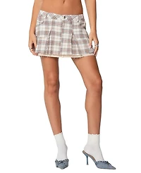 Edikted Roni Plaid Pleated Mini Skirt