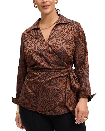 Plus Paisley Jacquard Wrap Shirt
