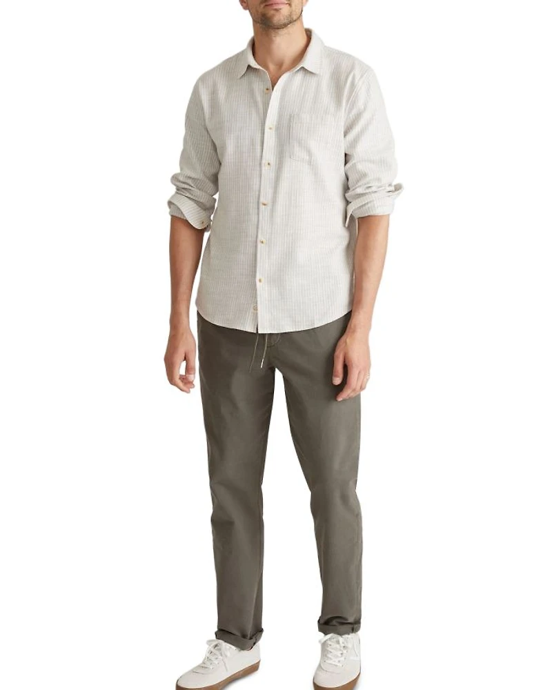 Cotton Stretch Stripe Regular Fit Button Down Selvage Shirt